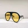 Óculos de sol piloto de grandes dimensões para homens homens lentes amarelas pretas esportes de sol os óculos UV com caixa 196z