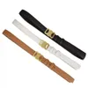 Fashion Smooth Buckle Belt Retro Design Thin midjebälten för män Kvinnsbredd 2 5 cm äkta kohud 4 Färg 2658