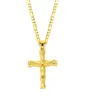 14k feste Gold GF 3mm Italienisch Figaro Link -Kette Halskette 24 "Jesus Crucifix Anhänger Damen Mens3463164