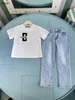 Marke Baby Tracksuits Summer Boys Jeans Set Kids Designer Kleidung Größe 100-150 cm kurzärmeliges T-Shirt und gewaschene Blue Jeans 24may