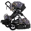 Carrinhos de bebê# carrinho de bebê de luxo 3 em 1 conjunto de carrinhos infantis Conjunto de carrinho portátil Reversível High Paisagem Baby Carriage Trolley Travel Pram 7Gifts T240509