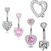 Anelli ombelici 5pcs Pink Crystal Bully Pulsini Set Purple Heart Piercing Green Green Flower Belly Packs Piercing Ombligo Lotti D240509