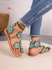 Chaussures décontractées Sandales féminines d'été Broidered Flower Strap Fashion Femme Femme Plage Ladies talons plats Peep Toe Plateforme Sandale Hollow