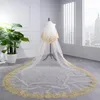 Bridal Veils 2021 Applicques Wedding Veil Gold Lace Edge Long Accessories 3 5 Meter White Ivory Tulle 286e