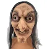 Party Masks Halloween Horror Old Witch LaTex Headekst HEAD MASK I Włosy Rola Rola Rola rekwizytów Dom Ghost Q240508