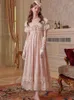 Feestjurken aigyptos lente zomer maxi jurk vrouwen Franse vintage imperiale stijl hoge taille elegant slank borduurwerk kanten