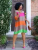 Kleider für Frauen afrikanische Kleidung Afrika Kleid Regenbogenstreifen Print Dashiki Kleidung Ankara Plus Größe Frau 240426