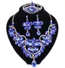 I nuovi orecchini di collana di fiore di strass blu cristallo set per donne set di gioielli da sposa di lusso
