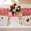テーブルクロスプロモーション！バレンタインデーランナーレッドハートレーステーブルクロスドレッサースカーフバレンタインマザーの結婚式パーティー