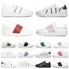 2024 Designer Plattform denim Casual Shoes Rockstuds Open Sneakers Trainer White Black Rose Pink Silver Women Men Calfskin Leather Flat Jogging Trainers