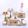 Diğer Bakeware 4-9pcs Kristal Metal Kek Stand Seti Akrilik Ayna Cupcake Süslemeleri Tatlı Kaide Düğün Partisi Tepsisi 271L