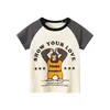 T-shirts 2024 Cartoon d'été T-shirt orange garçons à manches à manches courtes t-shirt garçons vêtements dinosaur enfants haut de gamme directe expéditionl240509