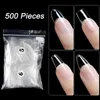 500PCS Natural Transparent Ballerina Almond Round End FullHalf Ballet Coffin French False Nail Tips Fake Toenail Tip Manicure 240509