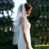 Bridal Veils Two Lays Veil met kam bruiloft Vail vaste kleur zachte tule korte witte ivoorvrouw 2021 Veu de noiva Curto 272m