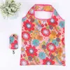 Bohemian Grocery Cute Print wiederverwendbare tragbare faltbare Einkaufstasche mit Haken umweltfreundliche Reiserecycling-Aufbewahrungstaschen wasserdicht und waschbarer S