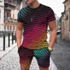 Parcours masculins Summer Homme Tracksuits 2 pièces Ensemble 3D Impression Multicolor Minimst Modèle Slves décontractés Slves T-shirt Casual Mens Suit T240507