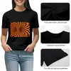 Frauen Polos Orange Trippy Optical Illusion T-Shirt Bluse Kawaii Kleidung Sommertimen Frauen Frauen