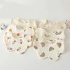 Towels Robes Korean Style Baby Feeding Bibs 7 Layers Cotton Petal Infants Print Crepe Saliva Towel Newborn Toddler Soft Burp Cloth Kid Bib