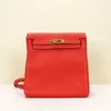 Top Ladies Designer KIaelliy Bag Womens Bag Red Cowhide Gold Buckle ado Backpack Carved 19 Years