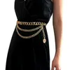 Cintura metallica per donne retrò punk frange in vita argento vestito oro vestito da donna marcata di marca femmina 4801 238b