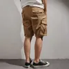 Heren shorts Werkkleding Casual shorts Boys trend losse modemerk zomermannen dragen kaki capris ins broek y240507