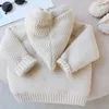 Ensemble Pull pour enfants d'hiver milancel avec garniture en fourrure Filles Cardigan Boys chauds Robe de tricots Q240508