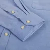 メンズドレスシャツメンズロングスリーブオックスフォード格子縞のカジュアルシャツフロントパッチチェストポケットレギュラーフィットボタンダウン襟厚いワークシャツD240427