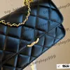 Ladys Chains Strap WOC Wallet Shoulder Bag Double Golden Ball Bead Decoration Card Holder Phone Purse Zipper Pouch Classic Mini Flap Quilted Handbag Crossbody 19cm