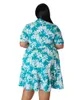 Plus taille midi dres imprimé femelle une ligne élégante printemps d'été robe à manches courtes robes de fête décontractées 240420