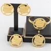 Orecchini di collana set gioielli a colori in oro 18k Gioielli africani Mappa africana braccialetti geometria ad anello regolabile per donne indossare quotidianamente regalo di compleanno