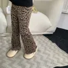 2-8t Luipaard Kindermeisjes Broek Peuter Kid Babymeisjes Kleding Autumnflares Broek Elegante kinderbroek Fashion broek 240508