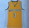 2024 Wake Forest Paul College Basketball Jerseys Chris 3 Paul Рубашки с желтой фиолетовой черно-белой темно-синим голубым университетом, сшитыми баскетбольными майками S-xxl