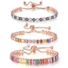 Pulseiras de casamento pulseiras de tênis multicoloridas ajustáveis para mulheres ladrias casamento arco -íris colorido zircão charme jóias de corrente manual dzh043