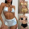 Swimwear féminin 2024 Bikini Mini Bikini exotique brillant brillant de 2 PC