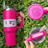 Ship From USA Pink Flamingo Summer Collection Girls 40oz Mugs Tumblers Handle Insulated Lids Straw Stainless Steel Coffee Cup Water Bottles H2.0 Mugs Stock 0515