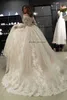 2023 Prenses Beyaz Gelinlik Dantel Aplikes Vintage Şeffaf Uzun Kollu Gelin Elbise Balo Elbise Combe Mariage Elbiseler Zarif Yaz Plajı Boho Gelin Elbise