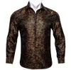 Men039s Dress Shirts BarryWang Gold Paisley Bright Silk Men Autumn Long Sleeve Casual Flower For Designer Fit4290743