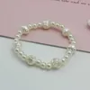 Wedding Bracelets Imitation Pearl Beads Rose Flower Free Adjust 18cm Girth Elastic Bracelet for Women Jewelry Accessory Wedding Girlfriend Gift