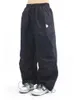 Pantalon féminin Capris QWK Y2K Baggy Cargo Pantalon Femmes Parachute plissée haute taille pantalons de survêtement vintage Strtwear Vintage surdimensionné surdimensionné Joggers Y240509