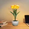 Decoratieve bloemen Zunguang Creative Tulip Soft Pu Ceramics Indoor Home Desk Bedside Led Table Lamp