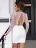 Casual Dresses Yissang Plunging Neck Sequin Mesh Bodycon Dress