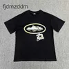 Tendenze maschili e femminili Designer Fashion Fashion 23SS Summer Devil Golden Chain Letter Short Short Short Culture Street Trendy Mens T-shirt da donna