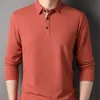 Frühlings- und Herbst -Herren Pullover Revers Taste Solid Plaid Langarm T -Shirt Polo Bottom Fashion Casual Holiday Dress Tops 240429