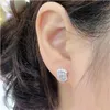 Baguette Lab Diamond Stud Earring Real 925 Sterling Silver Sieraden Betrokkenheid Bruiloftoorringen voor vrouwen Bridal Party Gift 197n