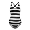 Damskie stroje kąpielowe klasyczny retro strypowy strój kąpielowy seksowne czarne białe paski Halloween 1 kawałek kobiety push upnie strojów kąpiel
