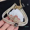 Pearl hanger choker ketting ontwerper sieraden lange ketting nekhals klassieke logo ketting ontworpen voor vrouwen gouden kettingen groothandel