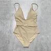 Badge de créateur de maillot de bain Bikini avec épaule de ceinture Push Up Up One Piece Maignon de maillot