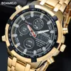 A marca Boamigo observa os homens militares Sport Watches Date Auto Cronograph Gold Steel Digital Quartz Relvowatches Relogio Masculino LY19121 311C