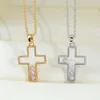 Hoogwaardige Sterling Sier Three Diamond Sliding Cross ketting voor vrouwen Fashion Ethos Brand Juwelier Party Gift