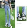 Jeans para mujeres Mujeres acampanadas Moda de alta cintura Pantalones casuales 2024 Corea Style Summer Autumn Denim Slip para niñas